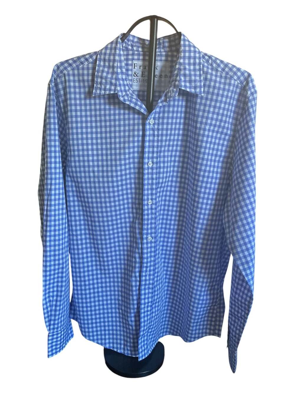 Frank & Eileen Finbar Blue & white Gingham Long sleeve shirt-NWT-Size Lrg